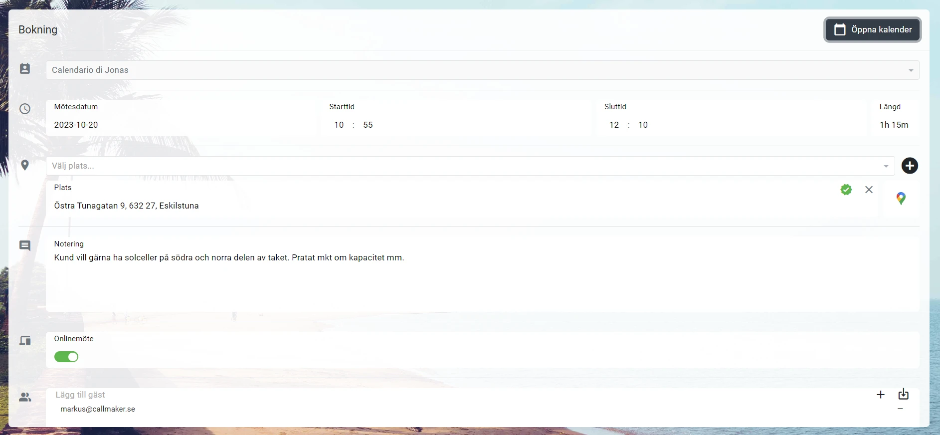 Booking Form in Callmaker – Form for Scheduling a Meeting
