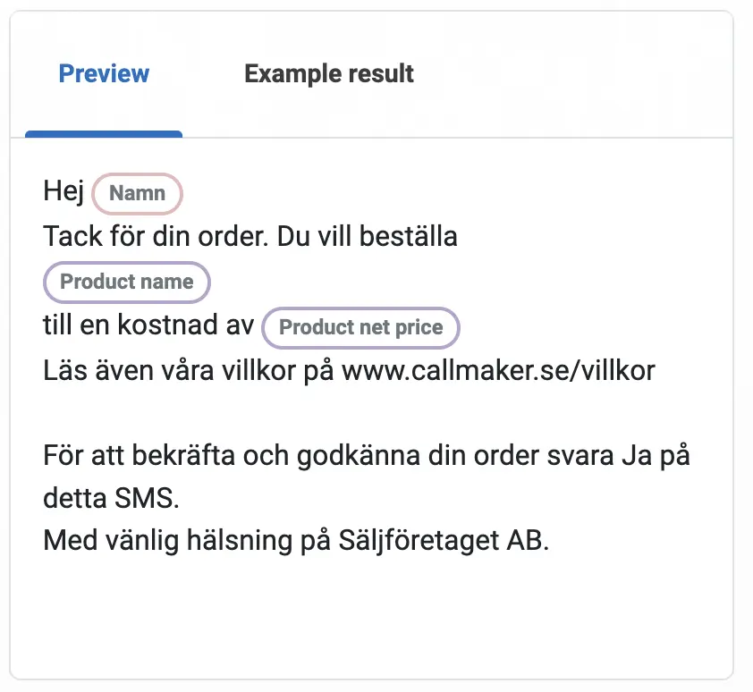 mallredigerare för SMS