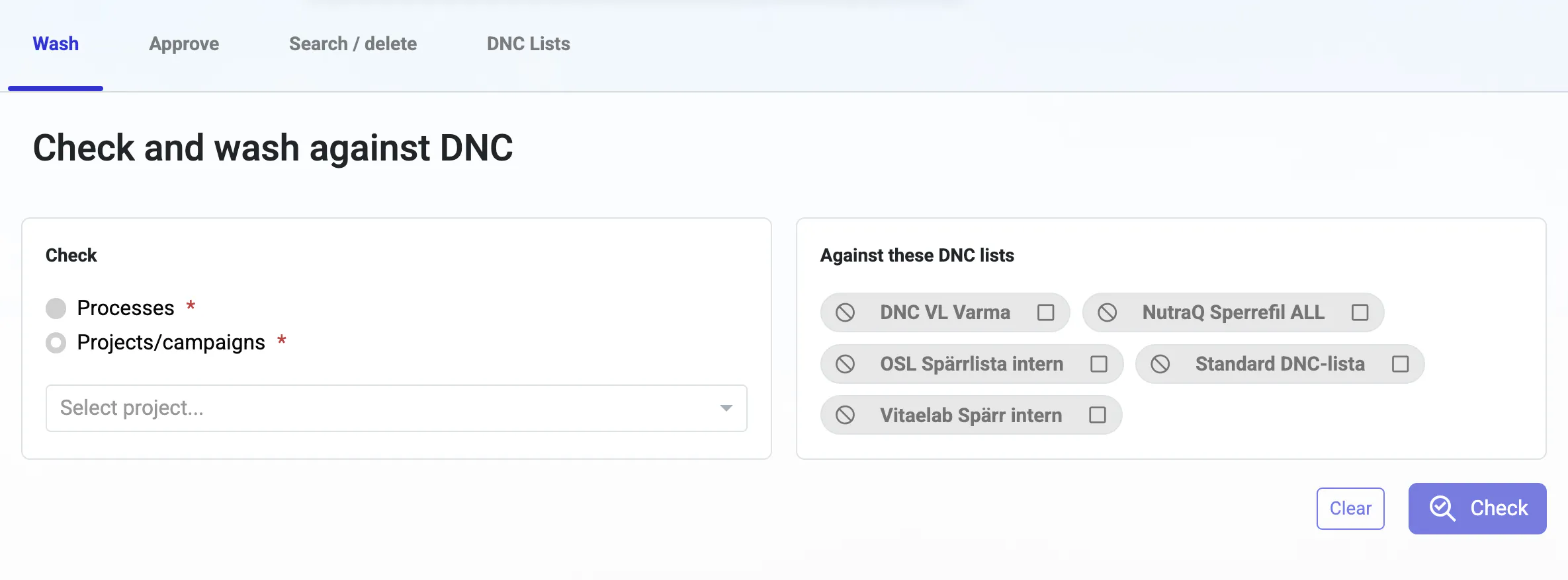 importera nummer direkt till en DNC-lista